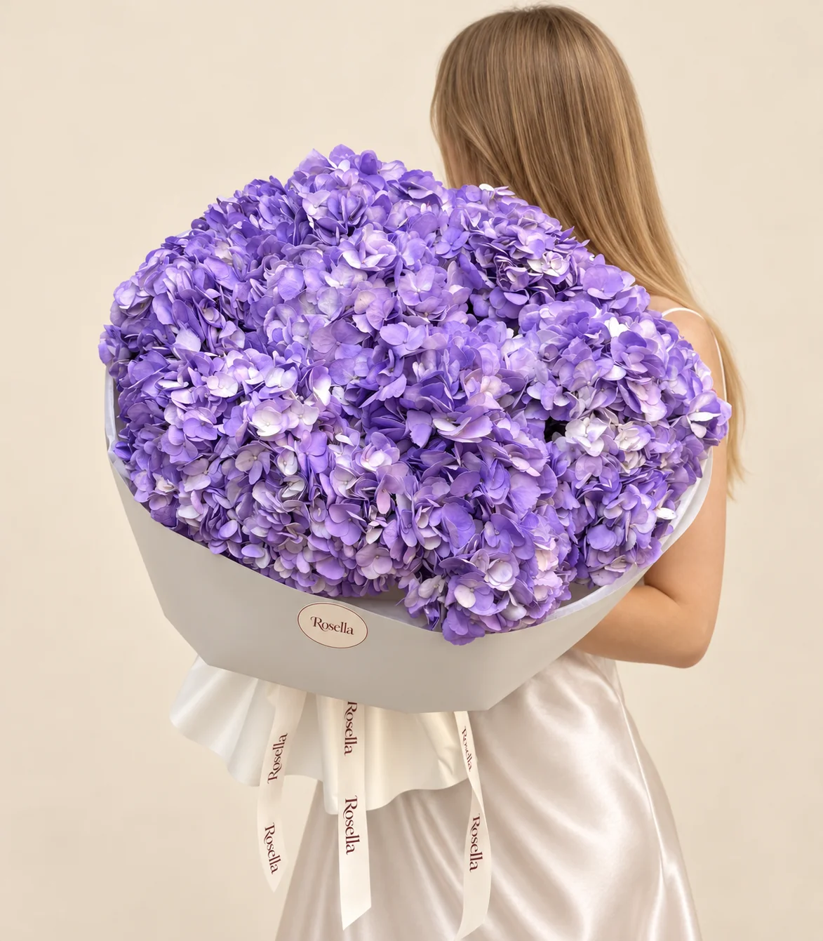 15 hydrangeas in a hand-tied bouquet