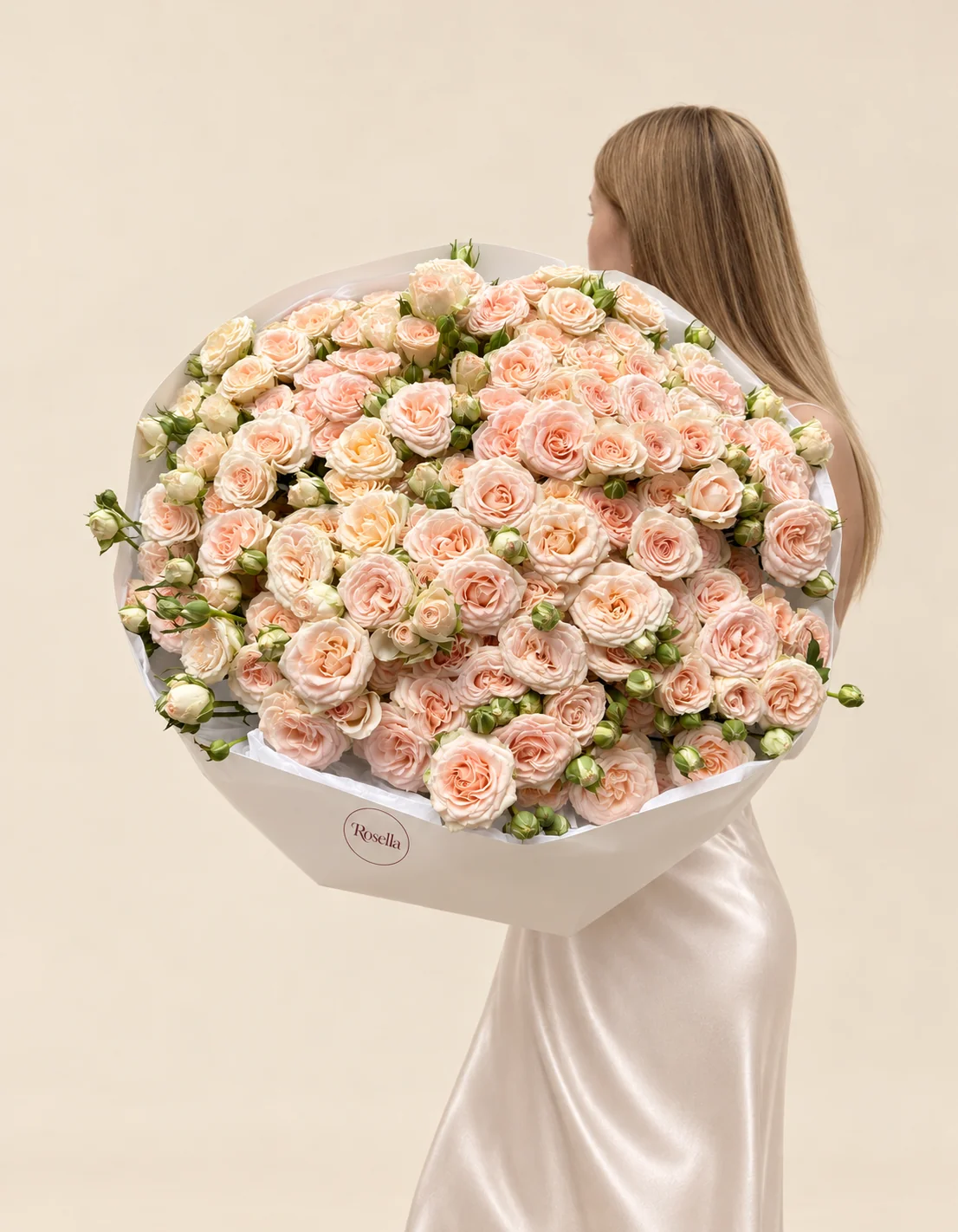 165 spray roses in a hand-tied bouquet