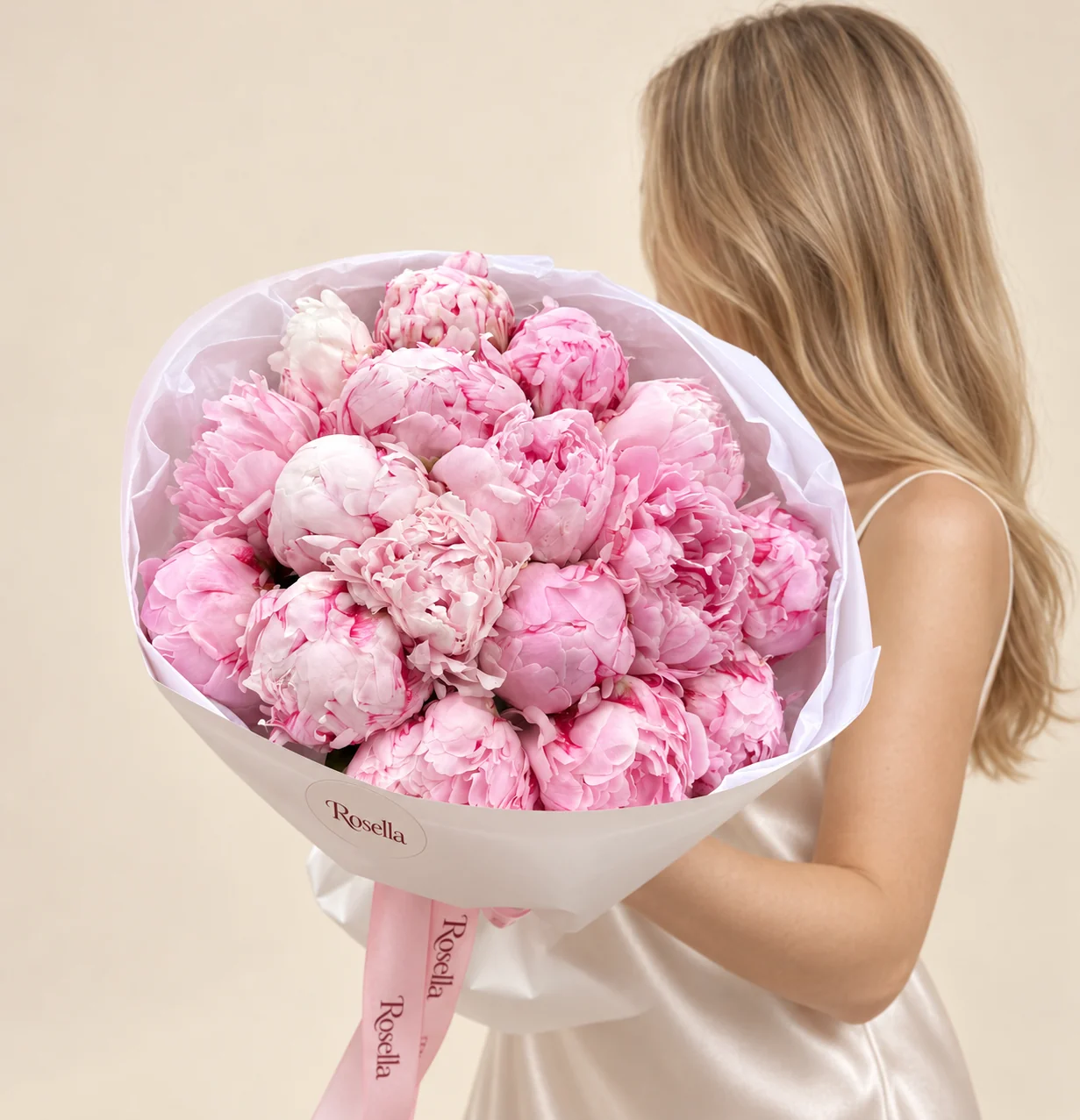 20 peonies in a hand-tied bouquet