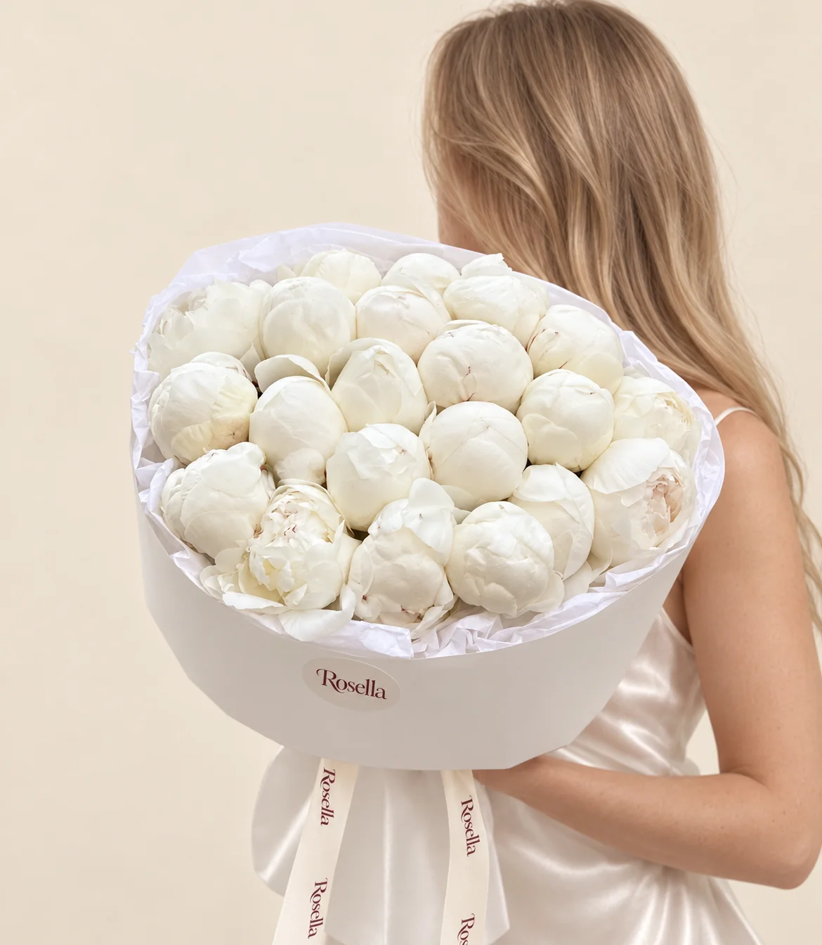 25 peonies in a hand-tied bouquet