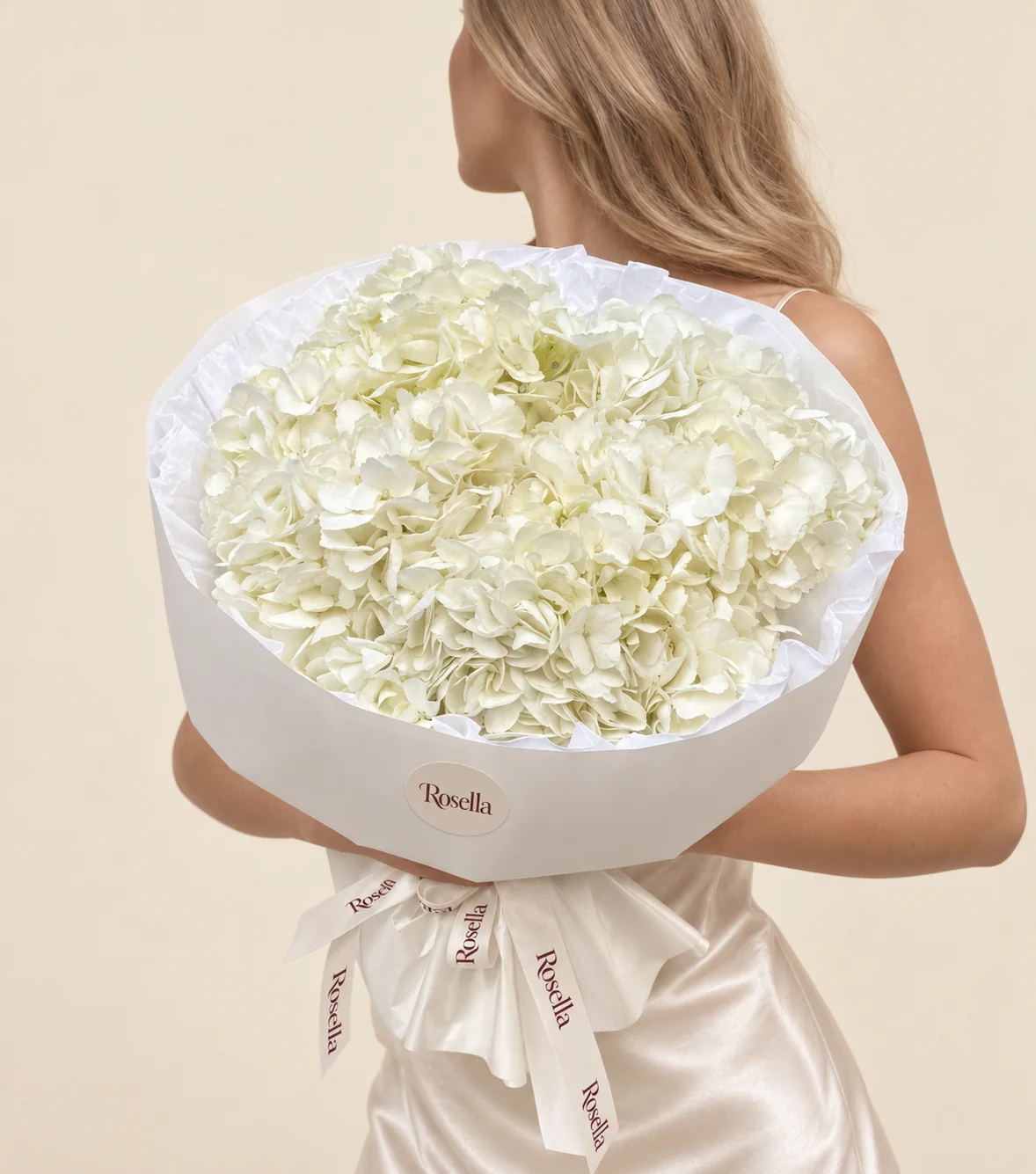 7 hydrangeas in a hand-tied bouquet