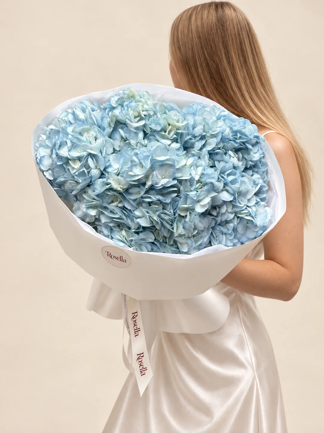 9 hydrangeas in a hand-tied bouquet
