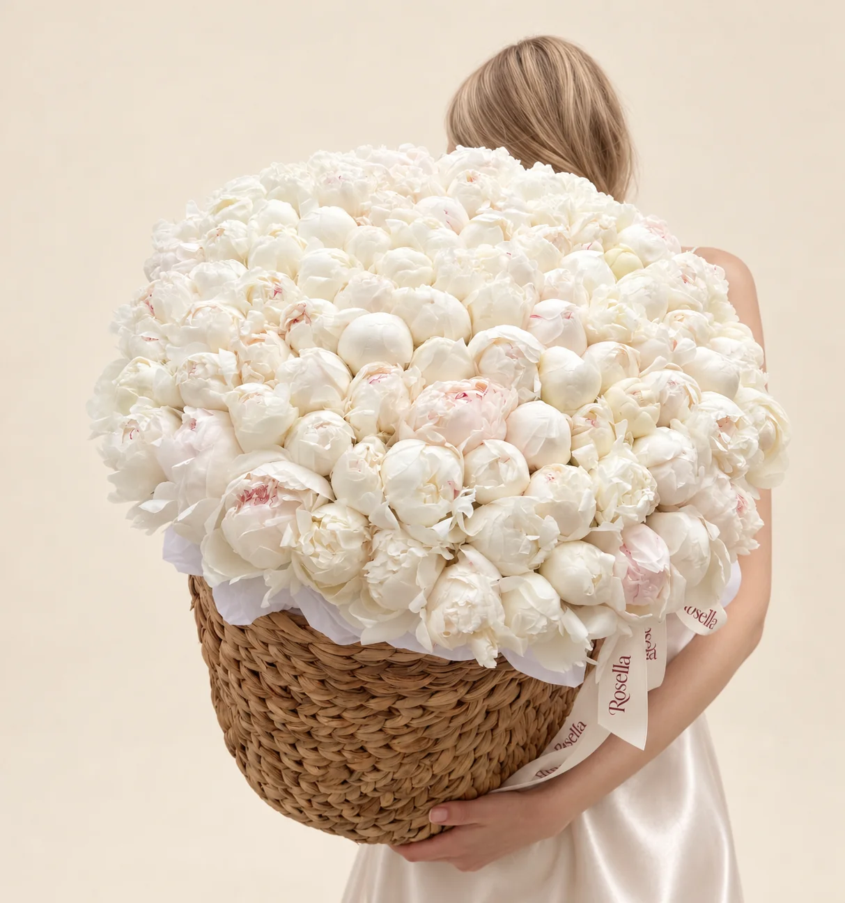 105 peonies in a basket