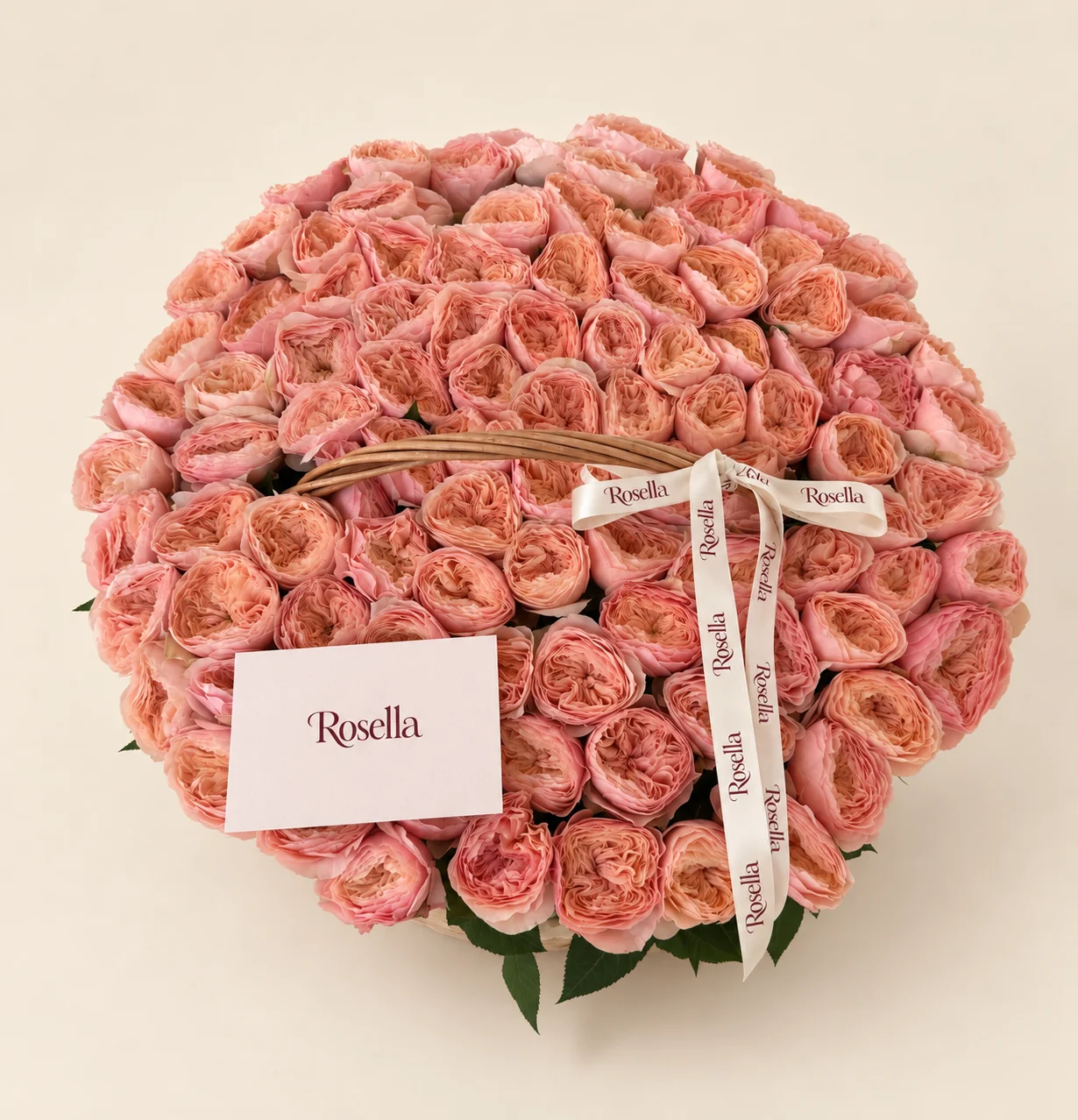 110 garden roses in a basket