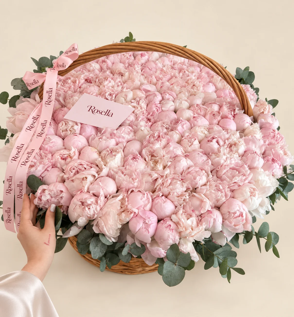 145 peonies in a basket