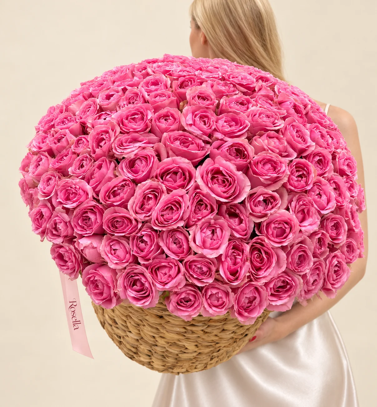 145 roses in a basket