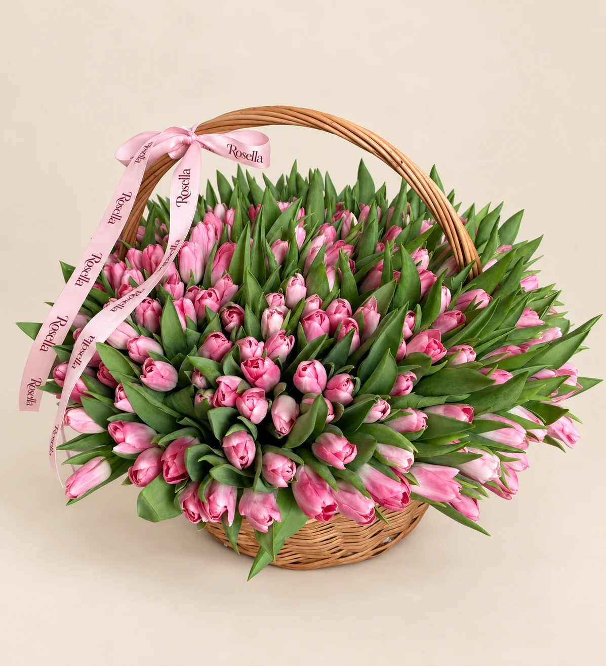 150 tulips in a basket