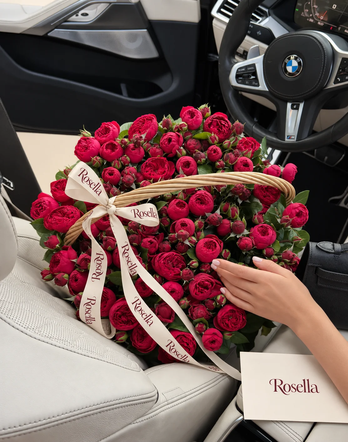 150 spray roses in a basket