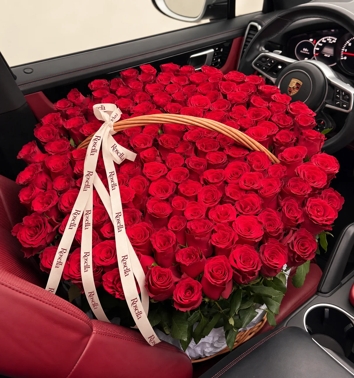 180 roses in a basket