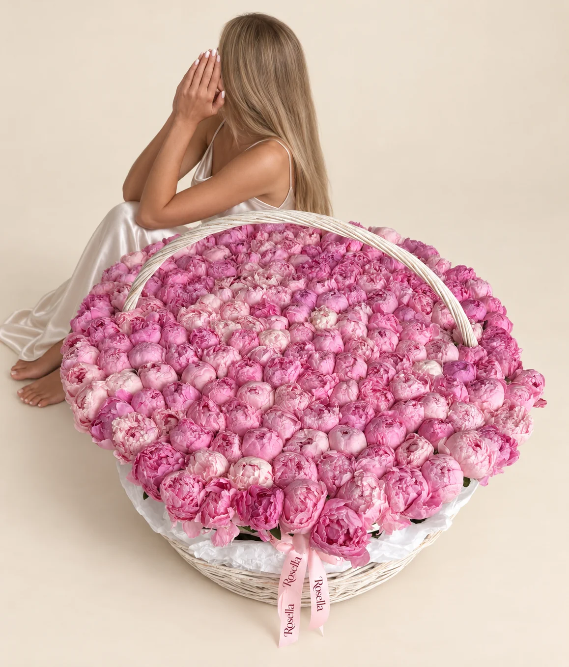 215 peonies in a basket