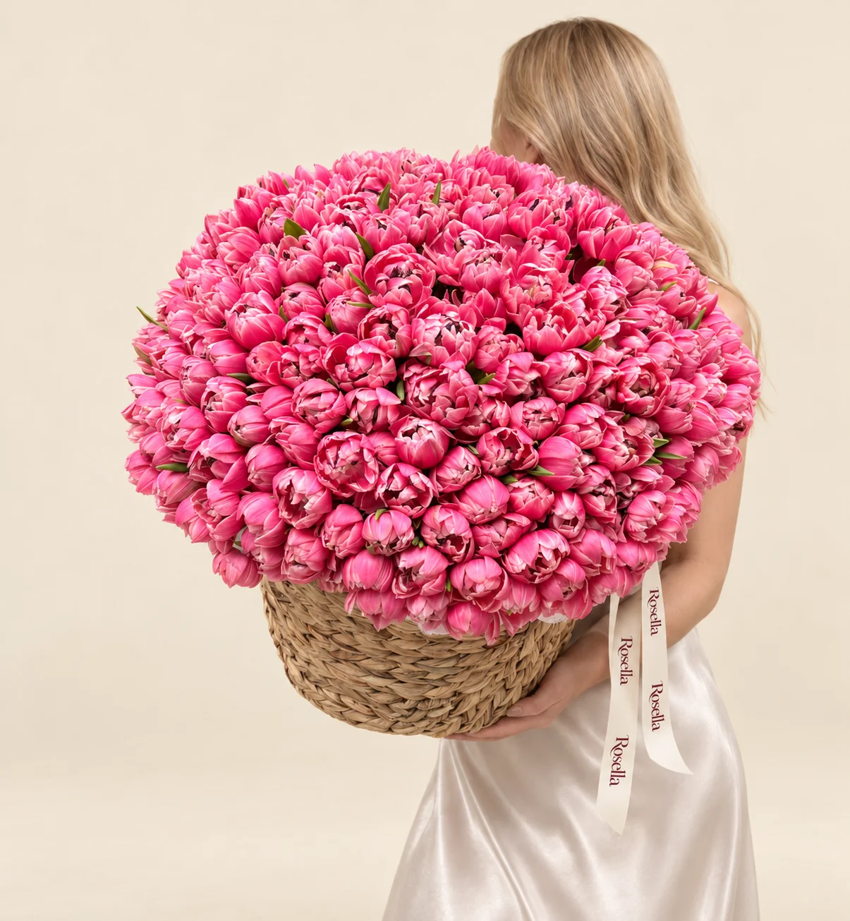 250 tulips in a basket