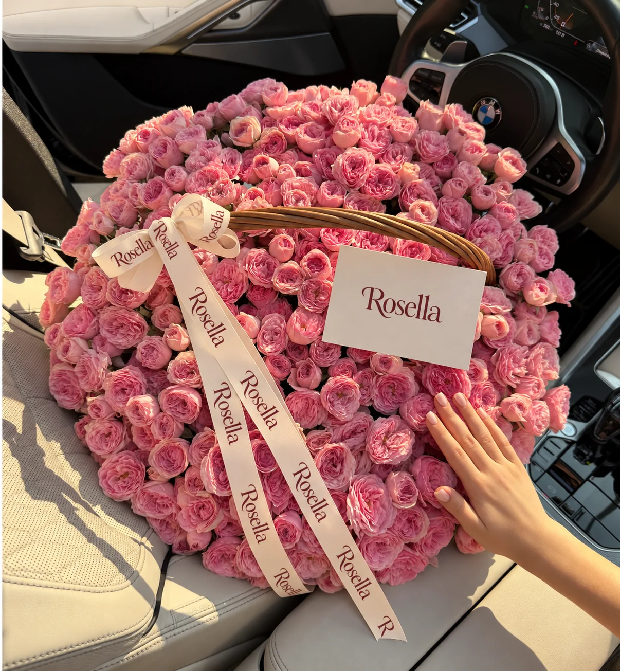 250 spray roses in a basket