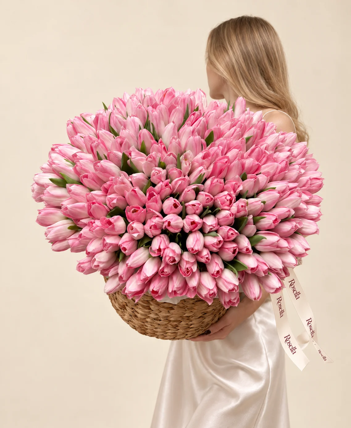 250 tulips in a basket