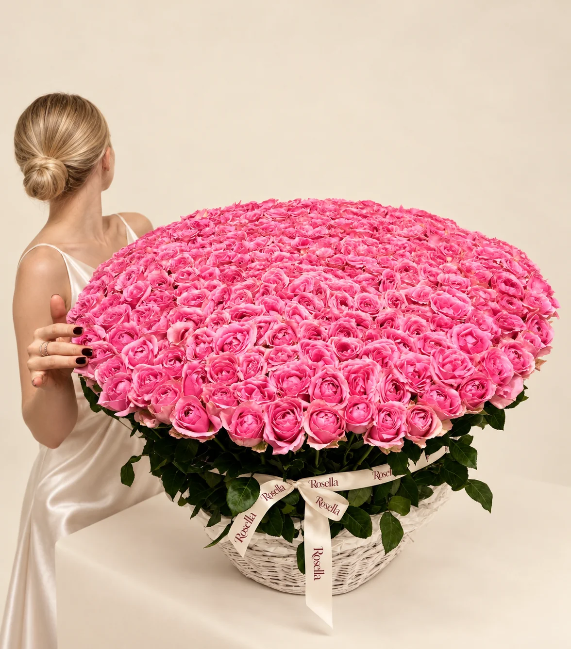 260 roses in a basket