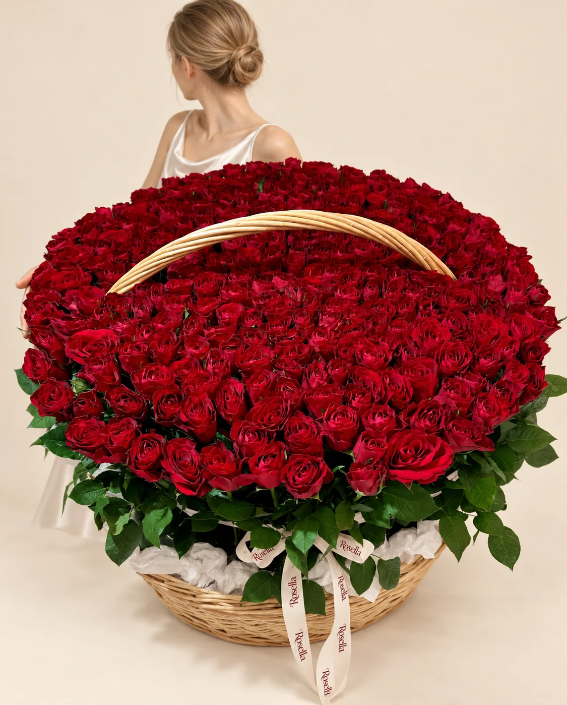 290 roses in a basket