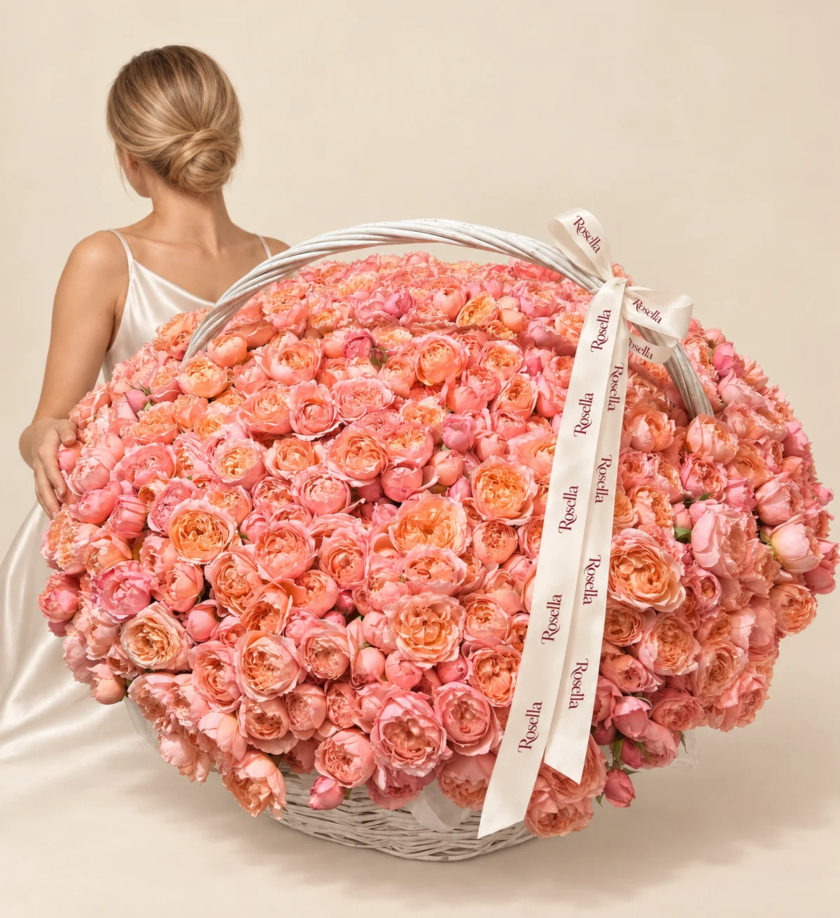 300 spray roses in a basket