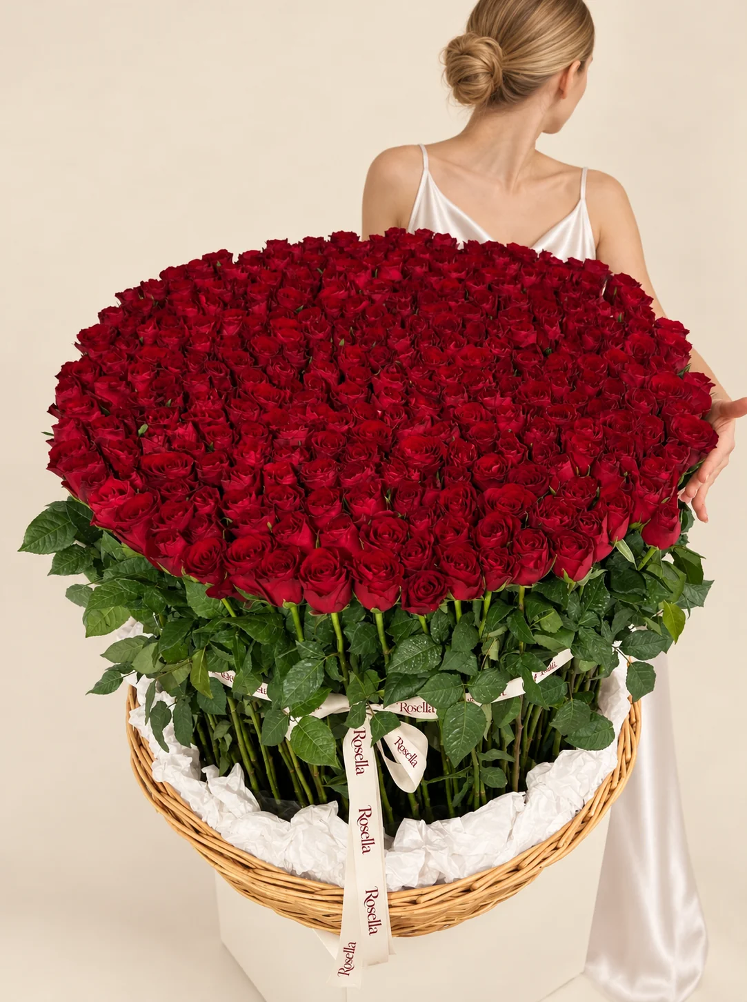 320 roses in a basket