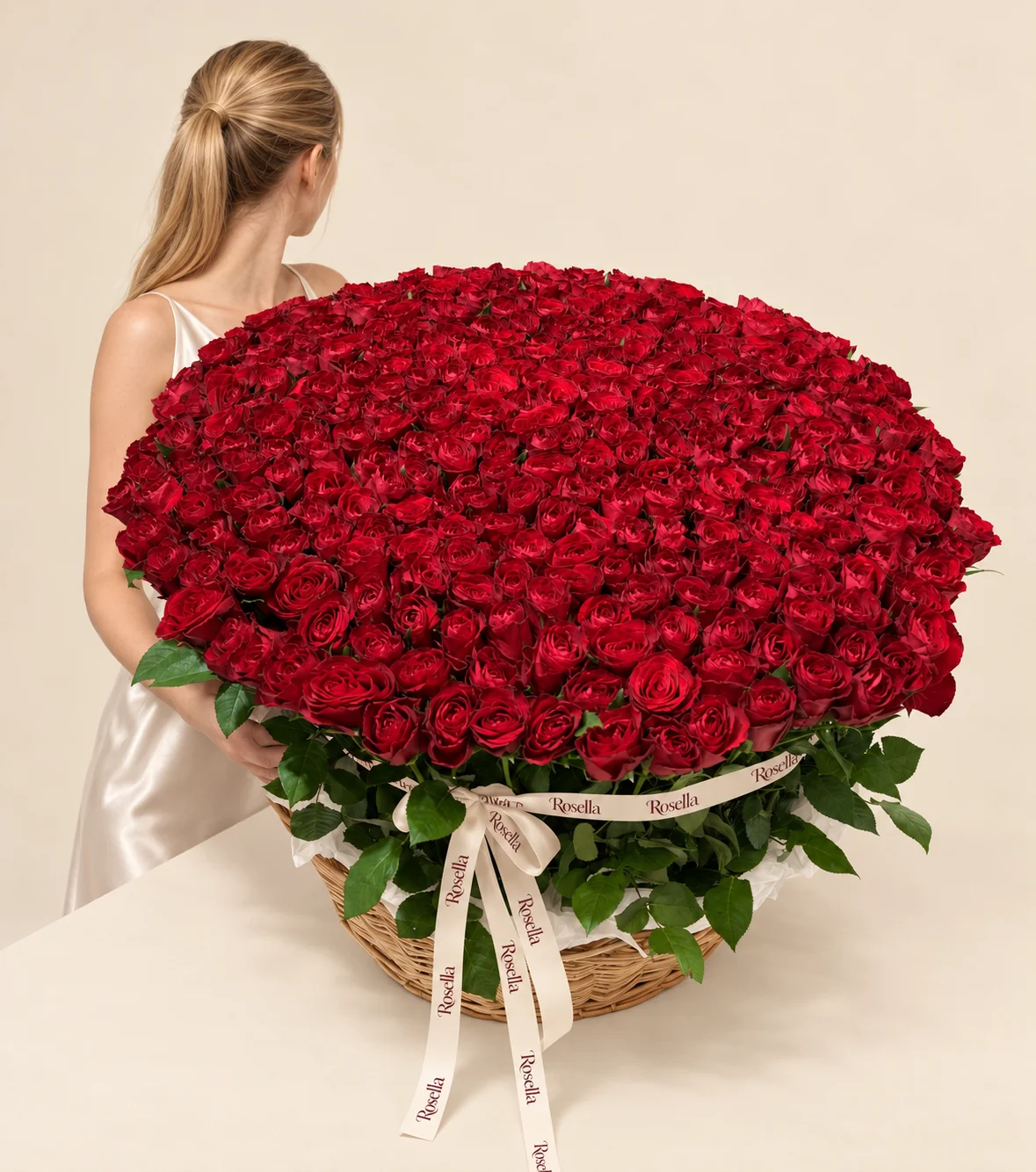 335 roses in a basket
