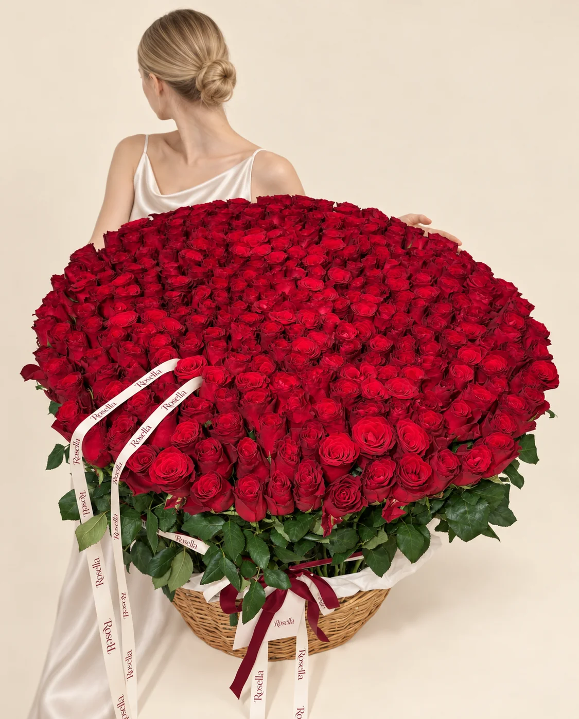 360 roses in a basket