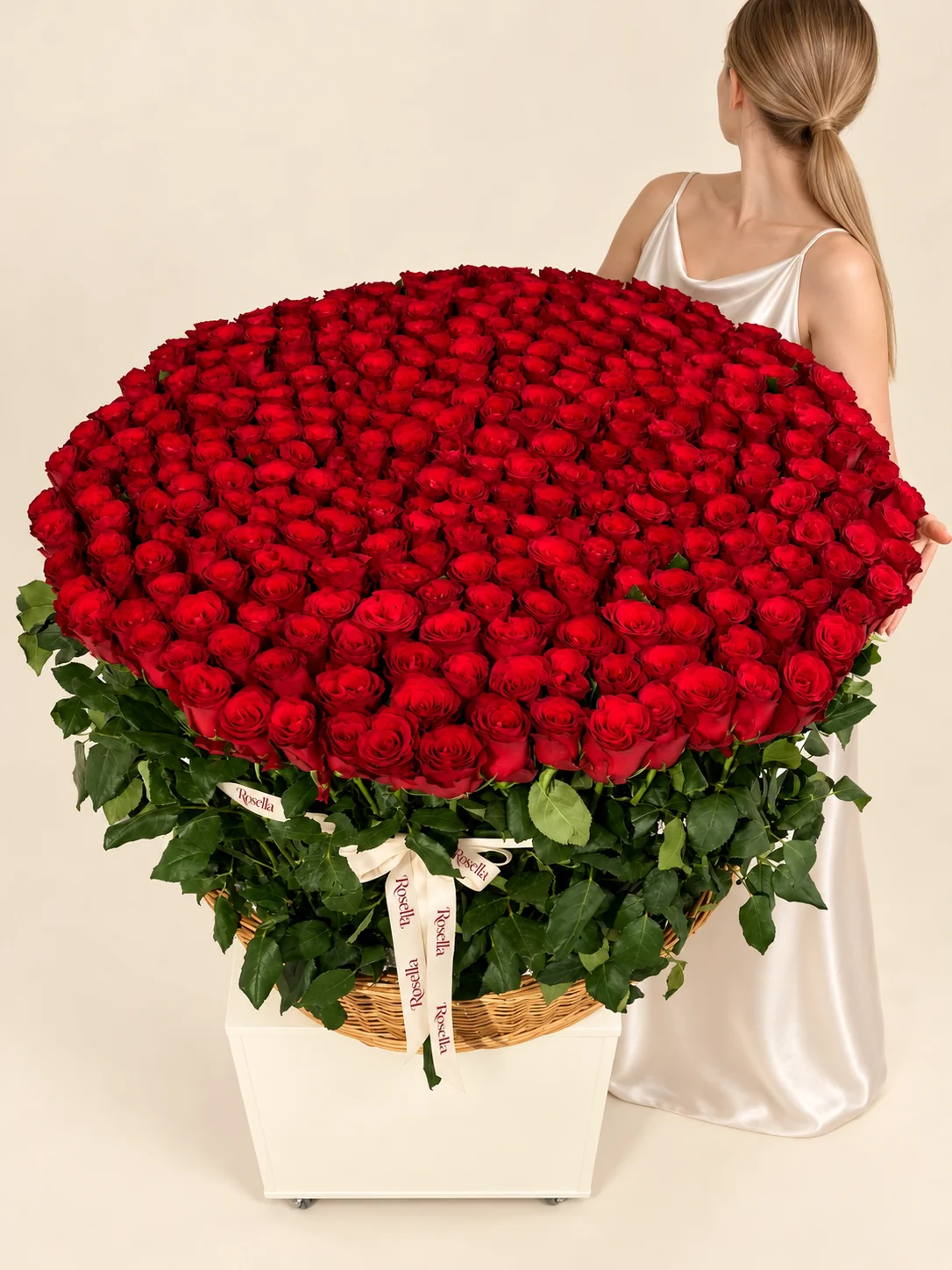 360 roses in a basket
