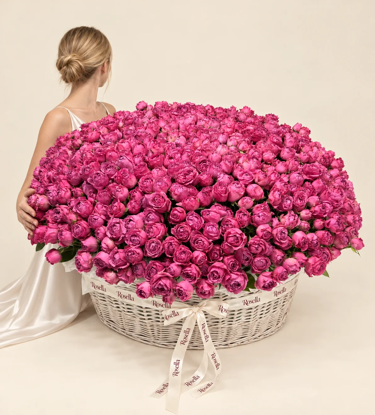 380 spray roses in a basket