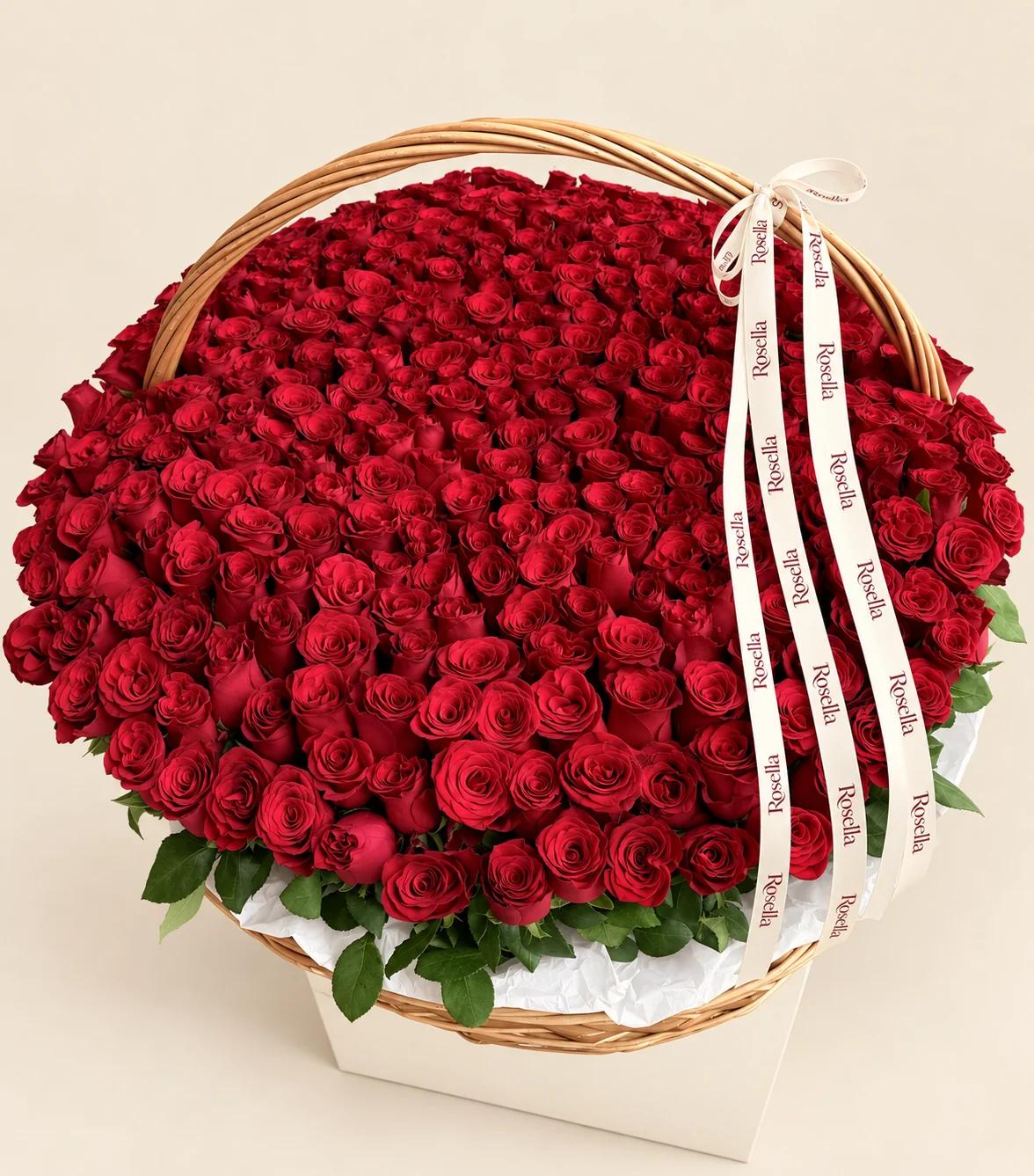 400 roses in a basket