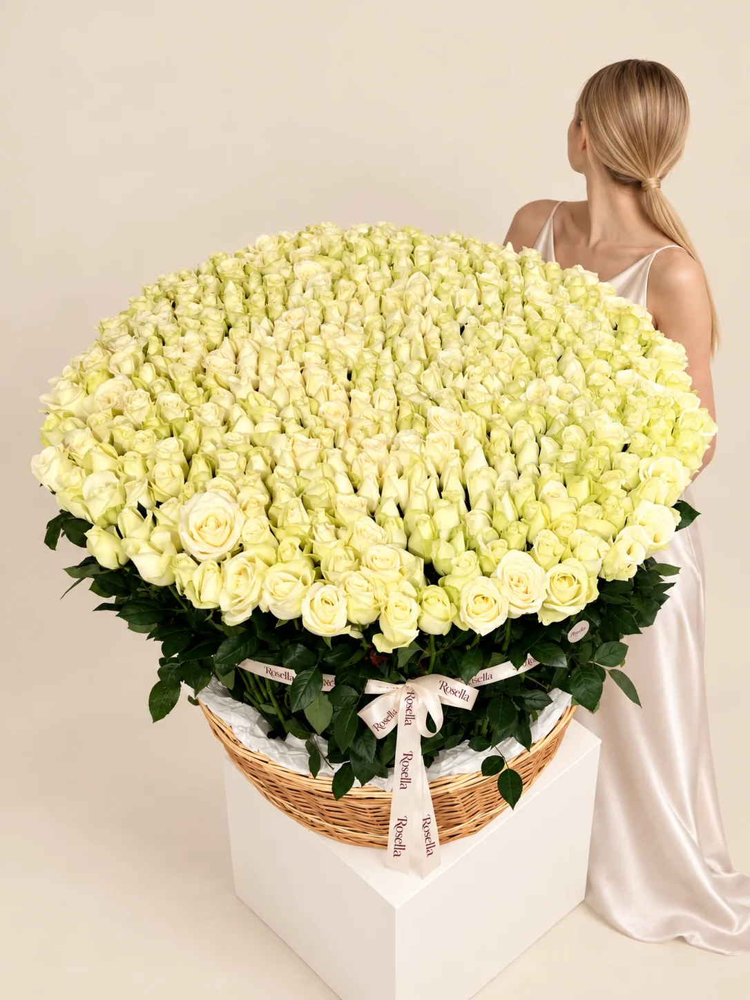 450 roses in a basket