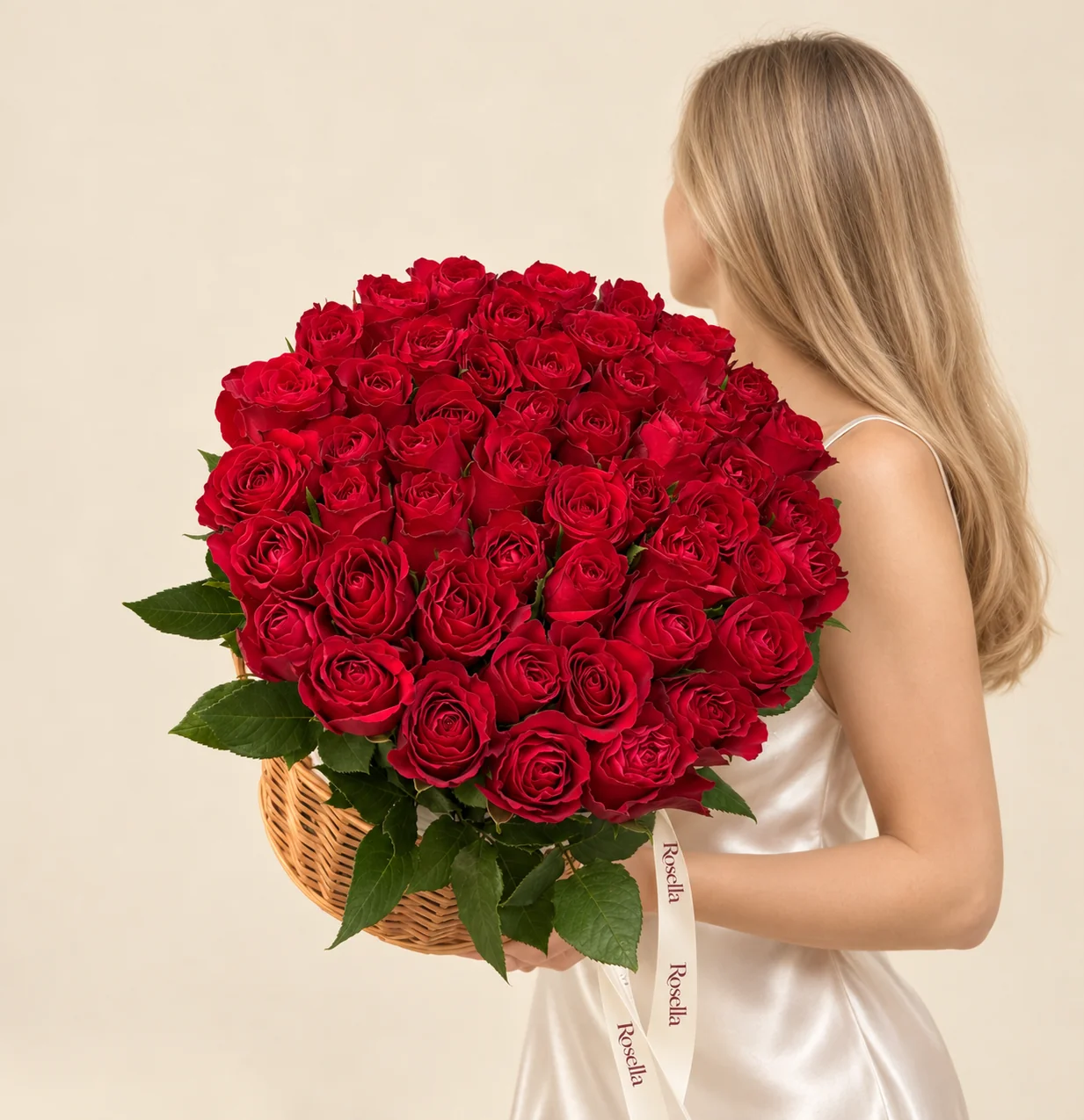 60 roses in a basket