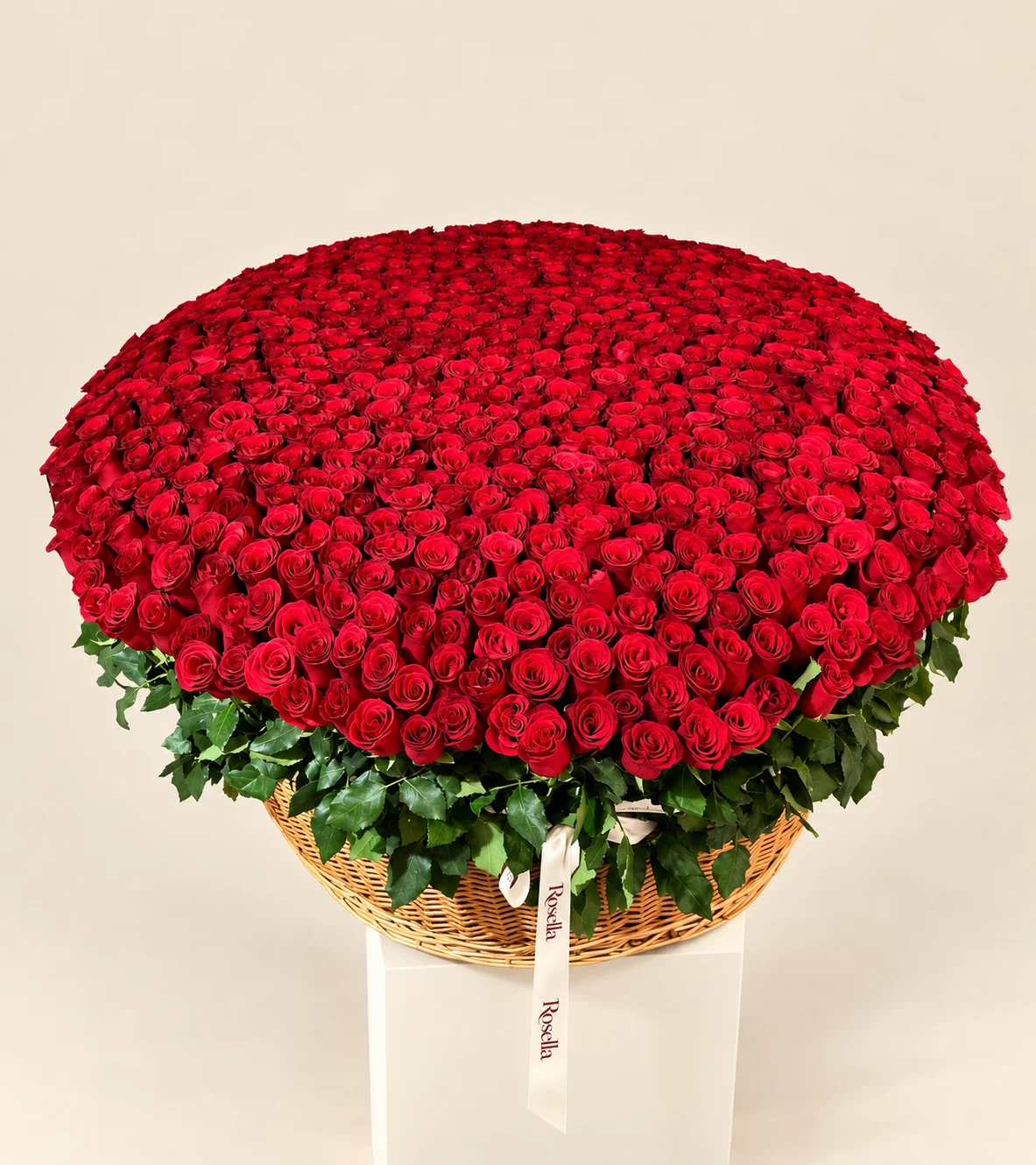 600 roses in a basket