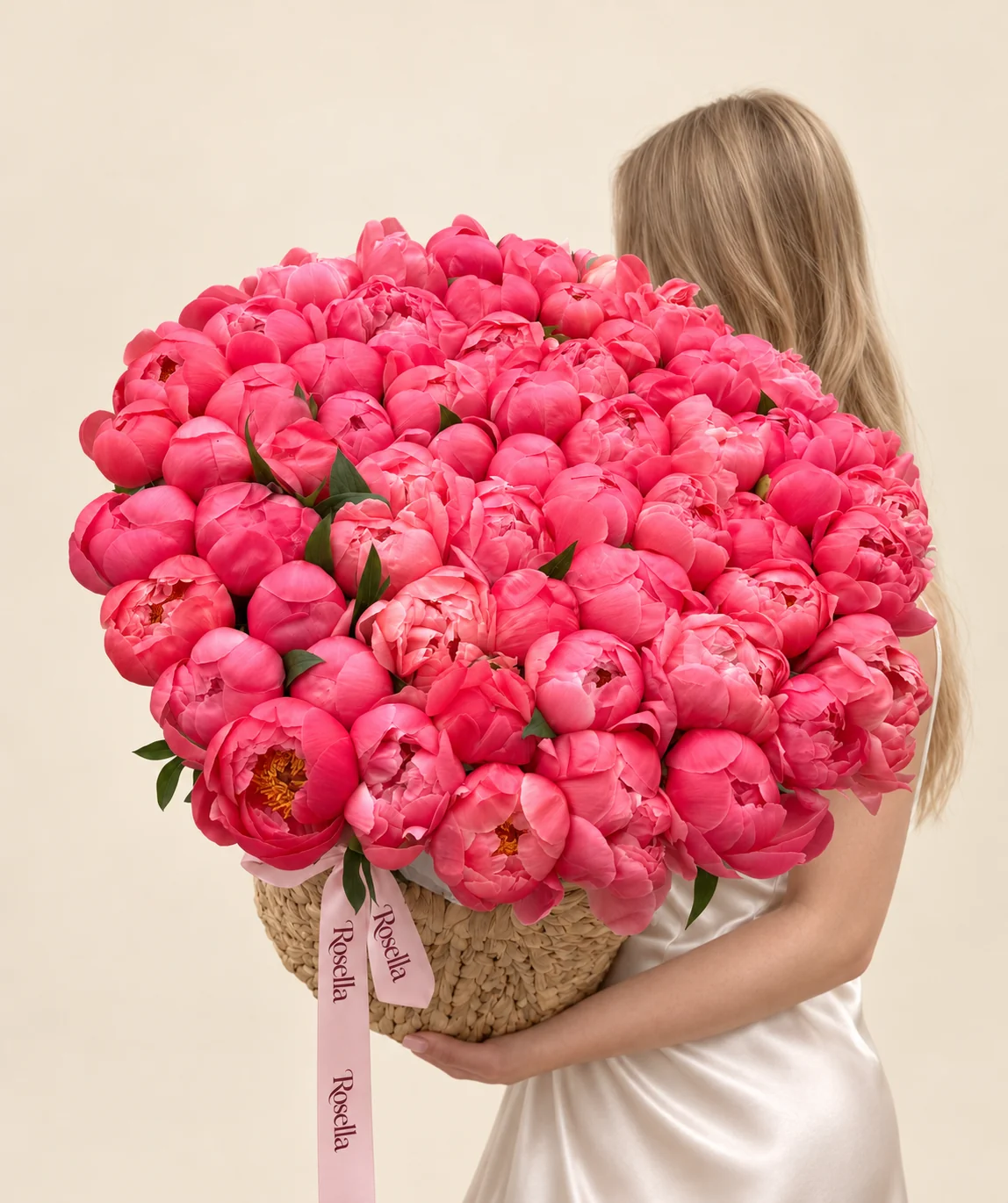 80 peonies in a basket