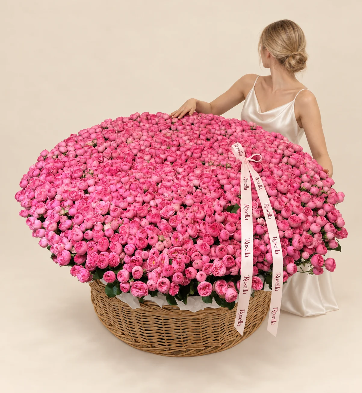800 spray roses in a basket