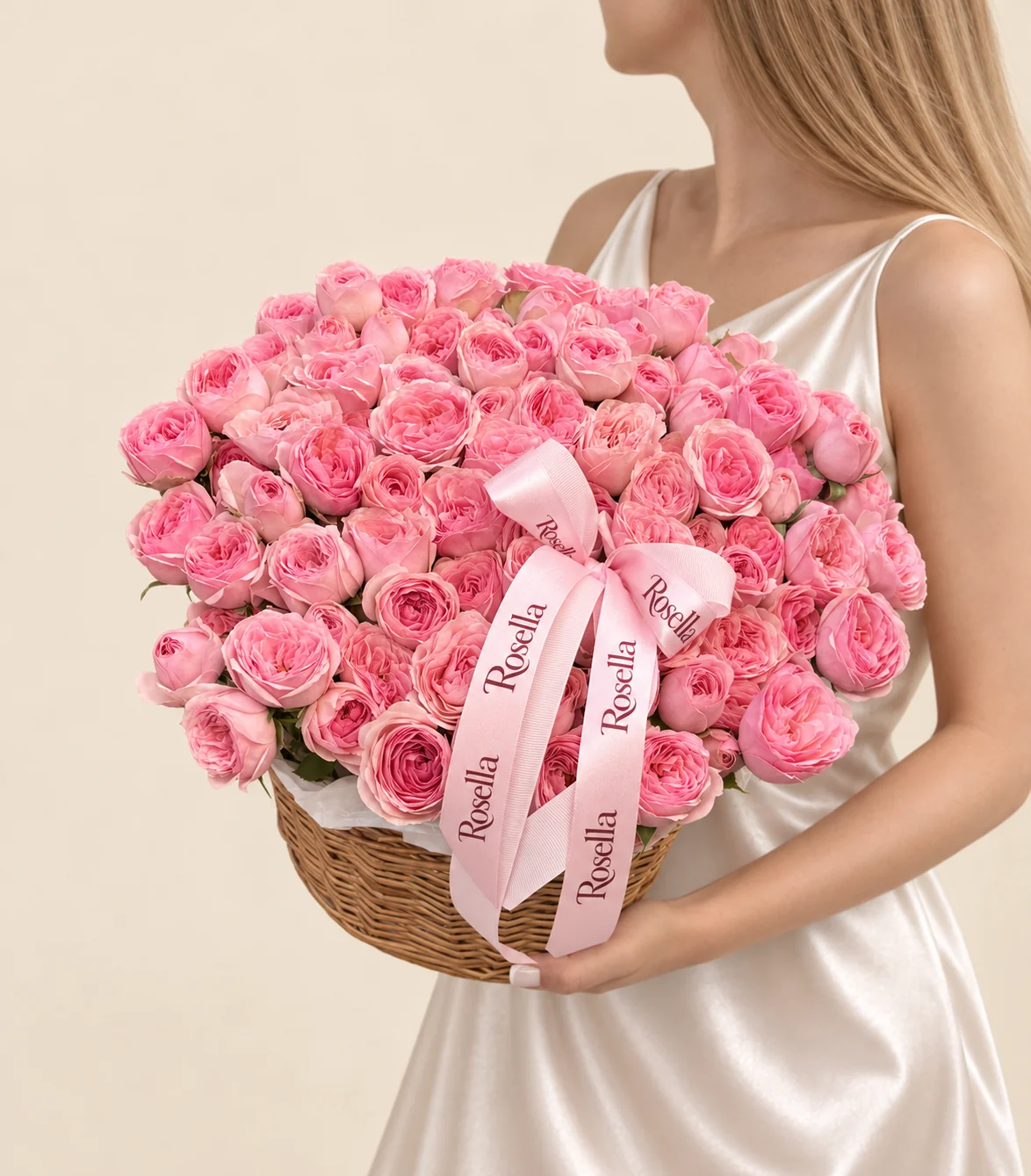 90 spray roses in a basket