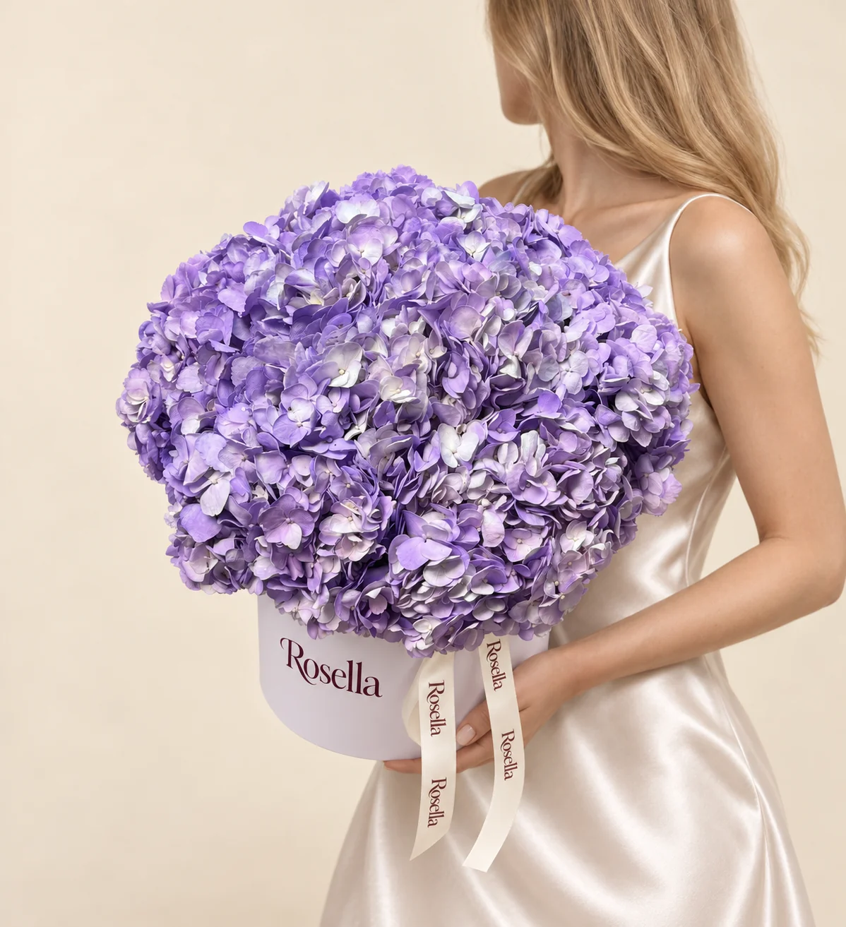 14 hydrangeas in a round box