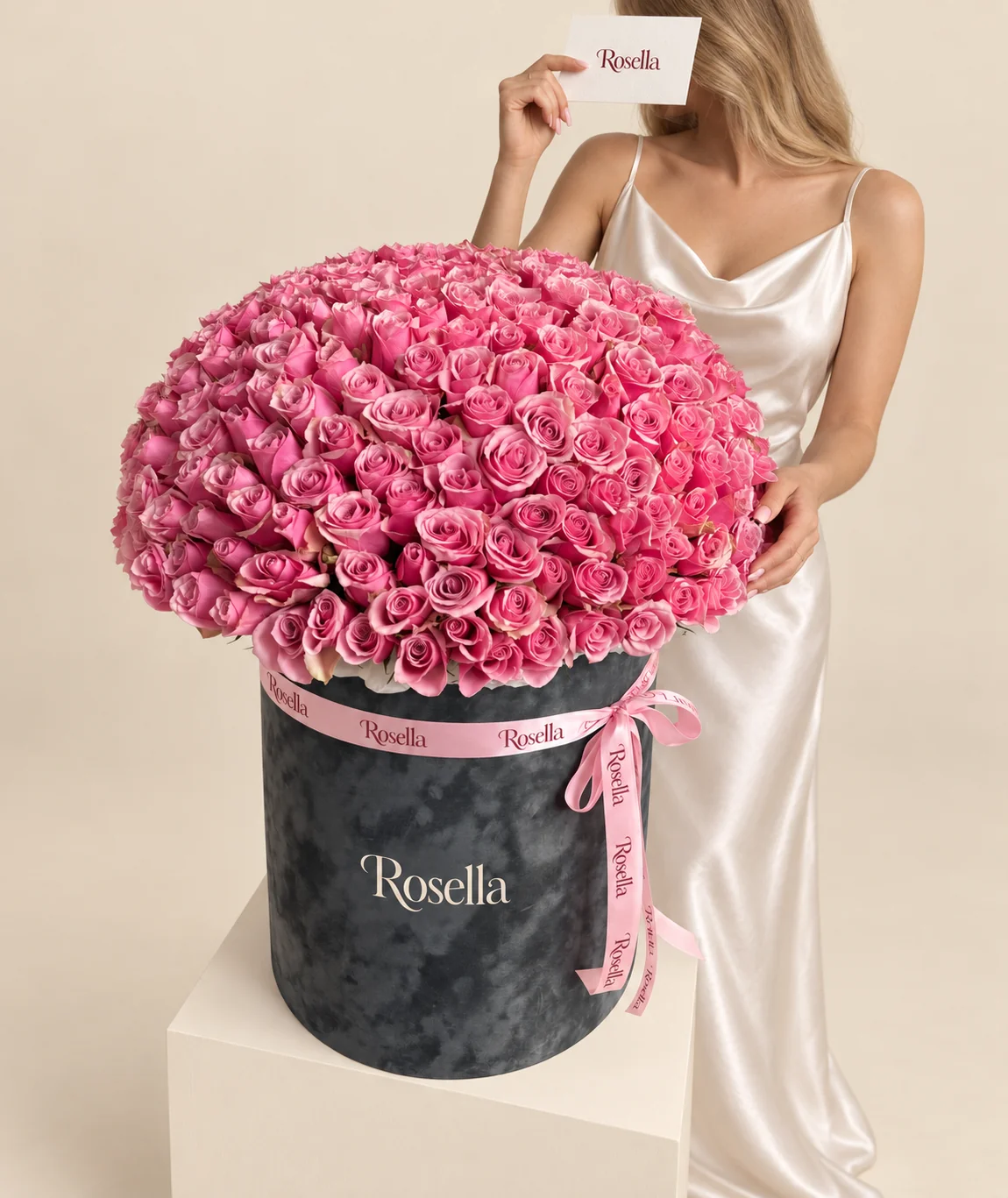 220 roses in a round box