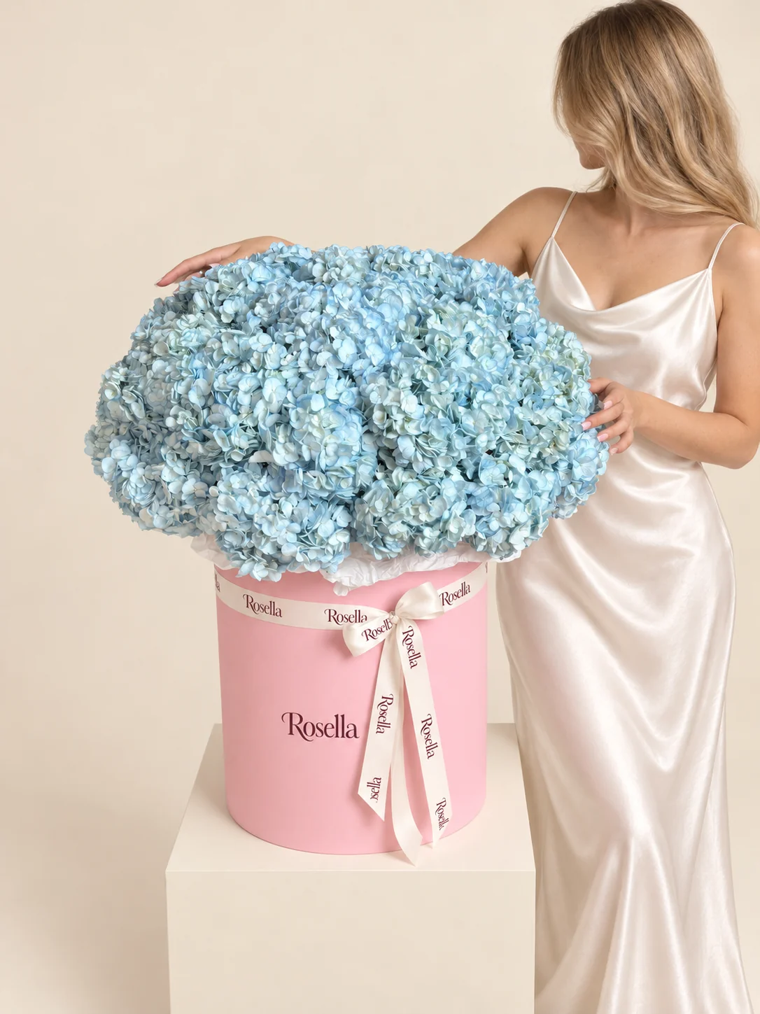 32 hydrangeas in a round box