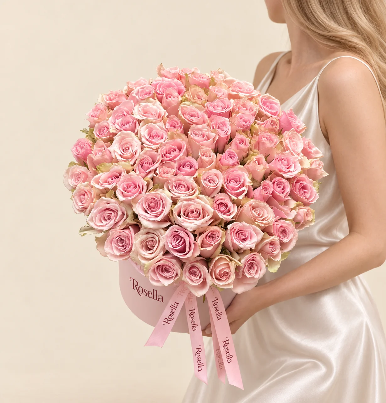 82 roses in a round box