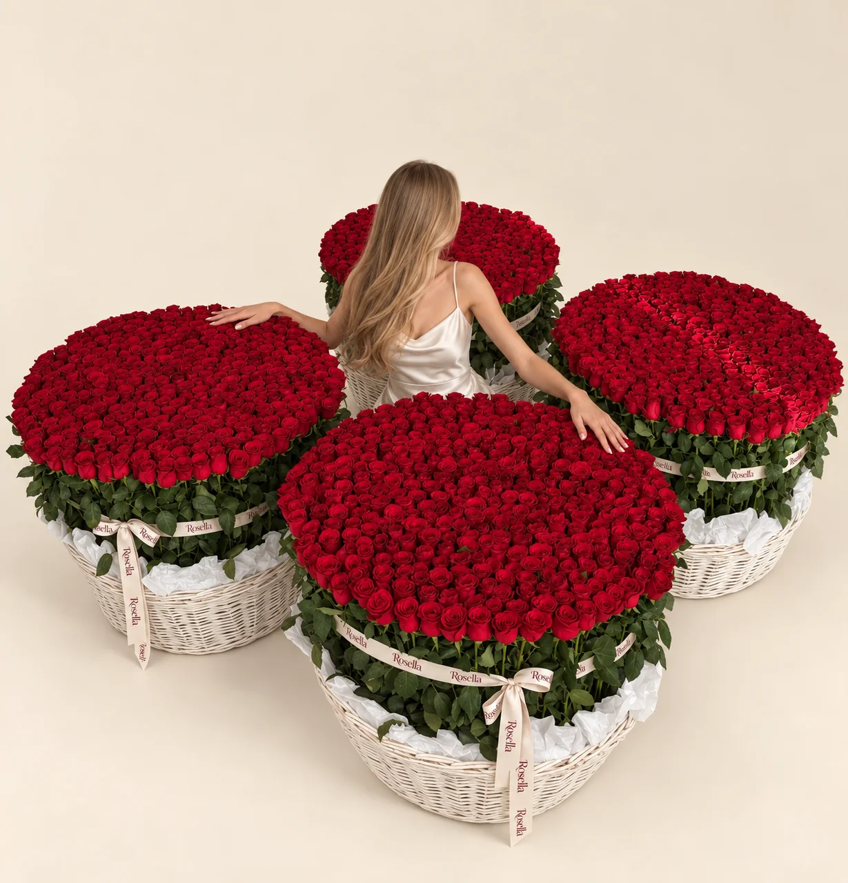 1200 roses in a basket