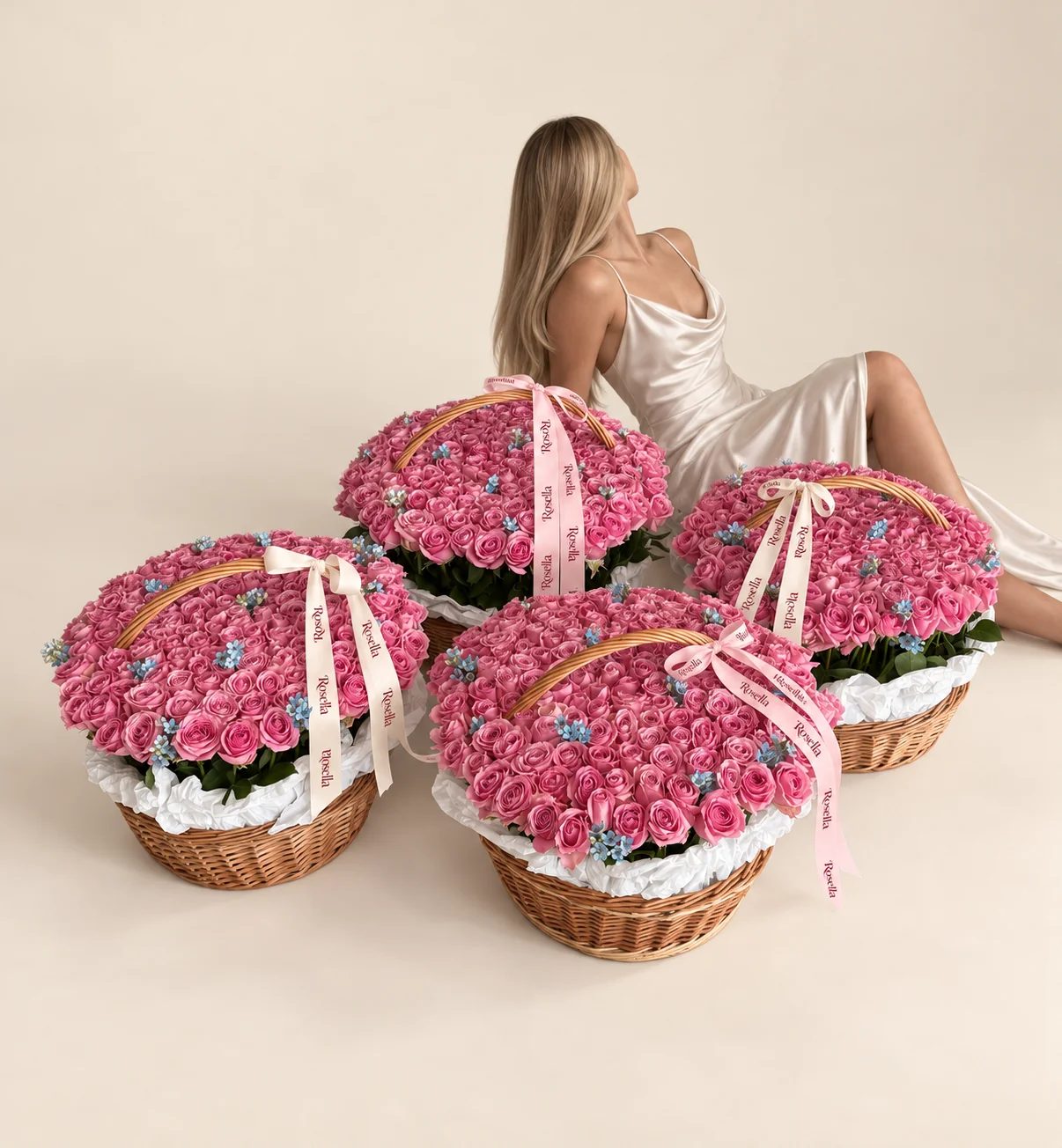 540 roses & 215 tweedia blooms in a basket